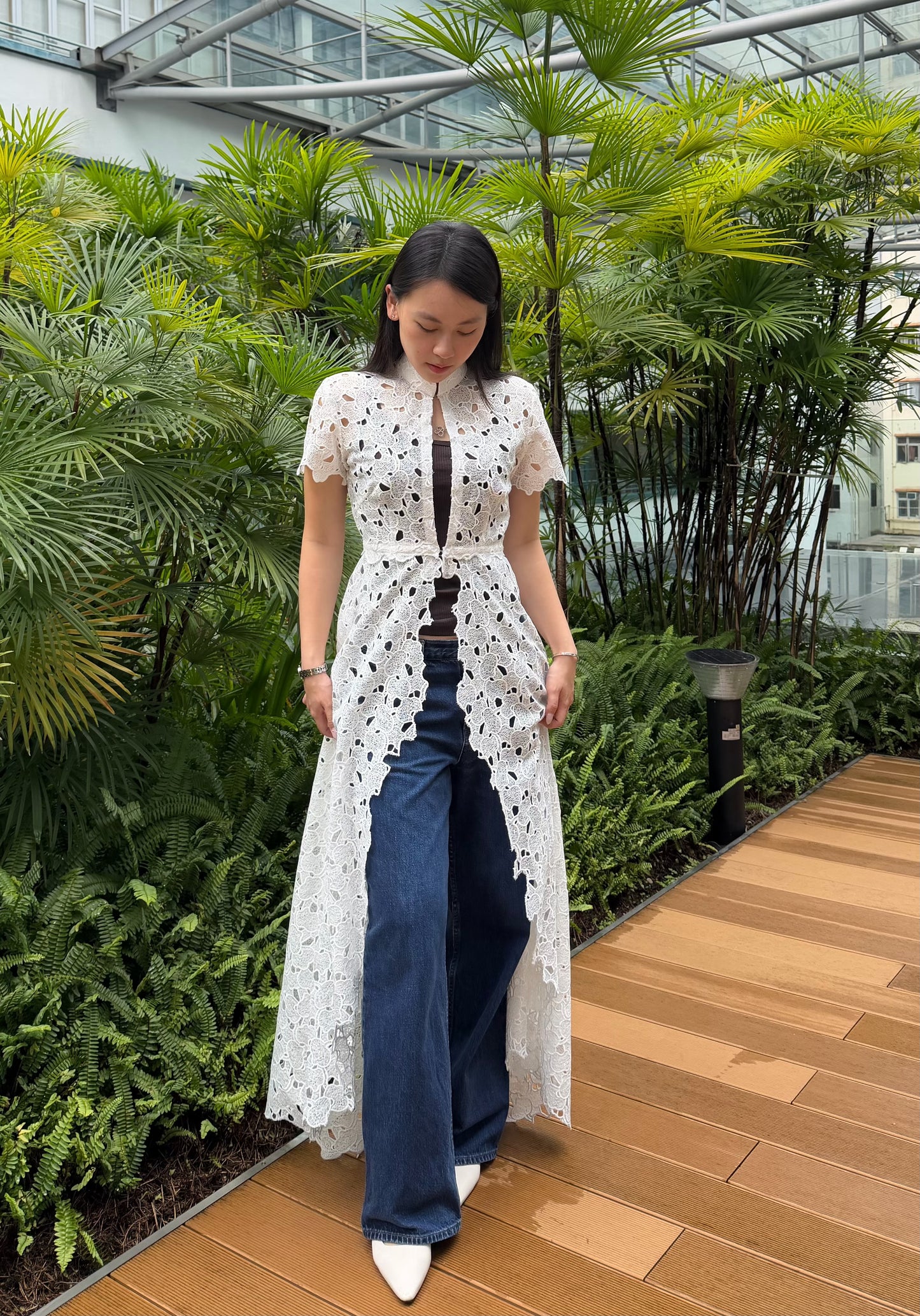 Multi-way Maxi Cheongsam Duster Lace Cardigan