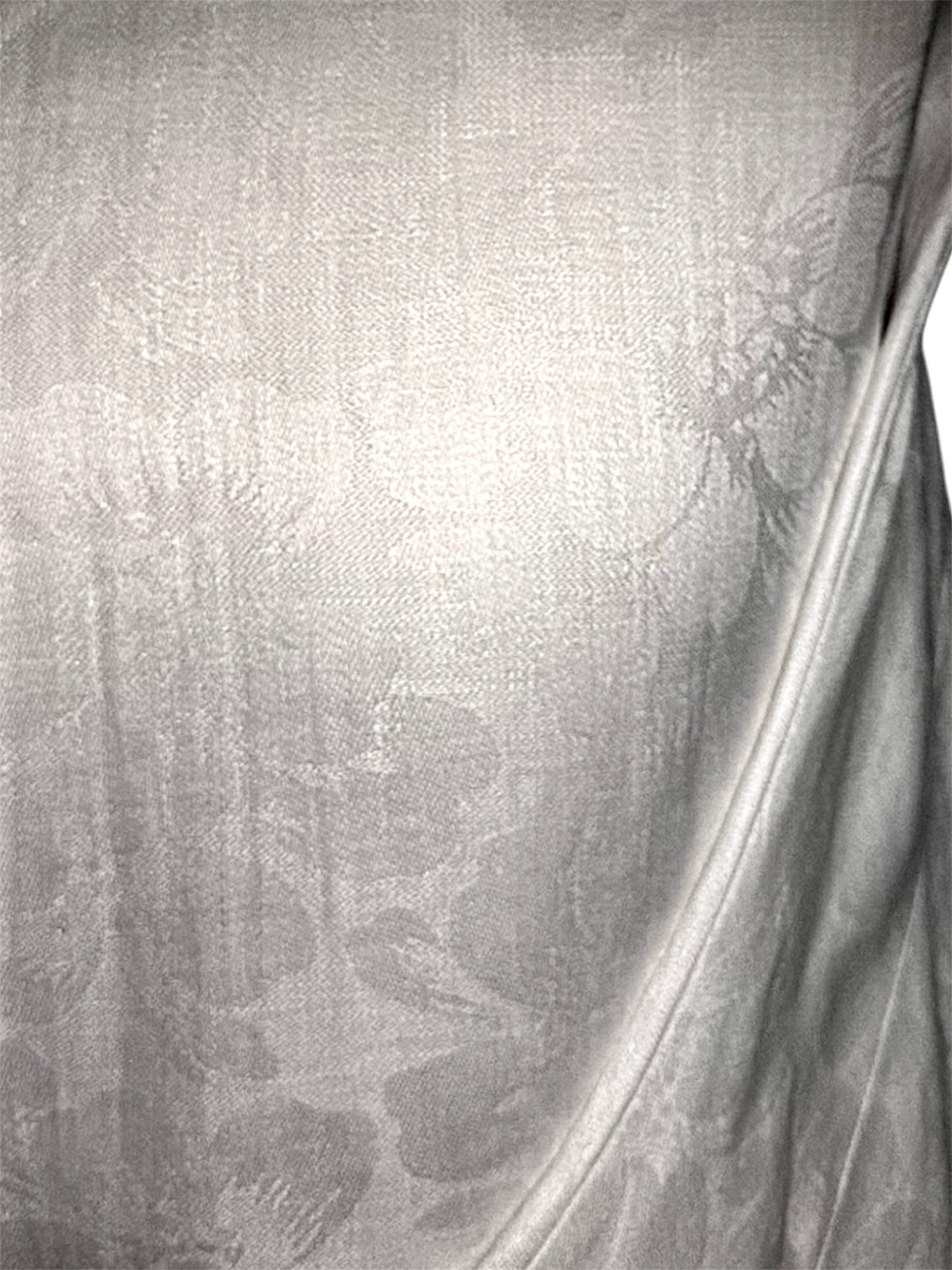 Off White Cape-Sleeve Jacquard Cheongsam Set