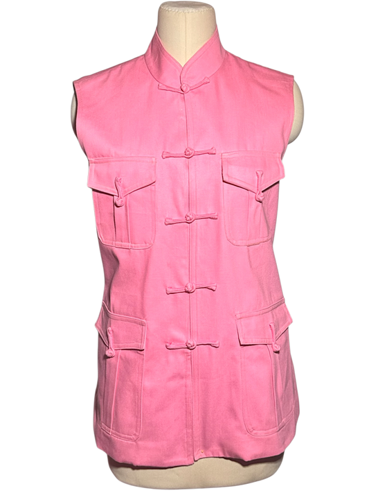 Hot Pink Utility Frog-Button Women's Tang Jacket Vest