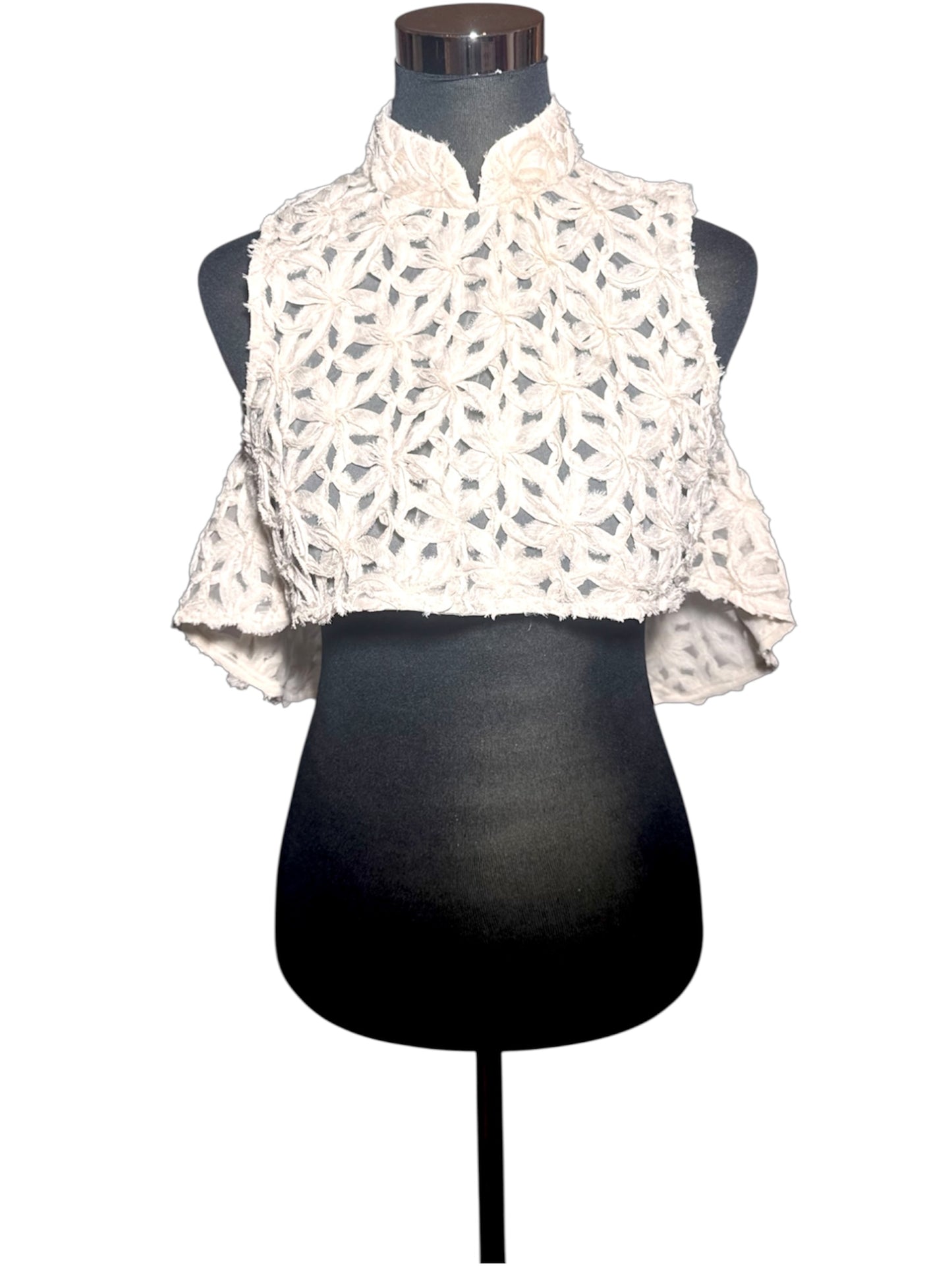 Lace Capelet & Red Jacquard Cheongsam Dress Set