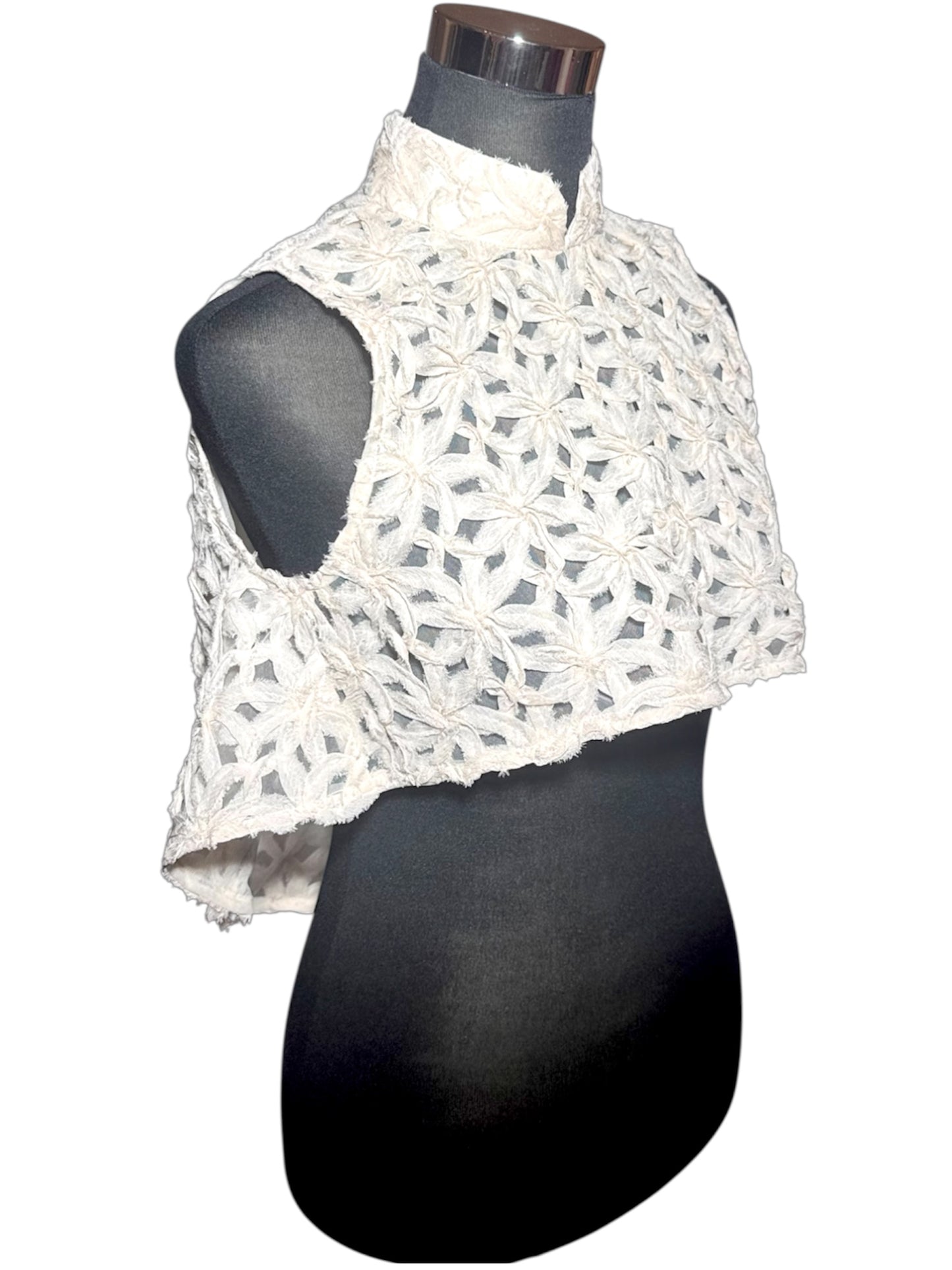 Lace Capelet & Red Jacquard Cheongsam Dress Set