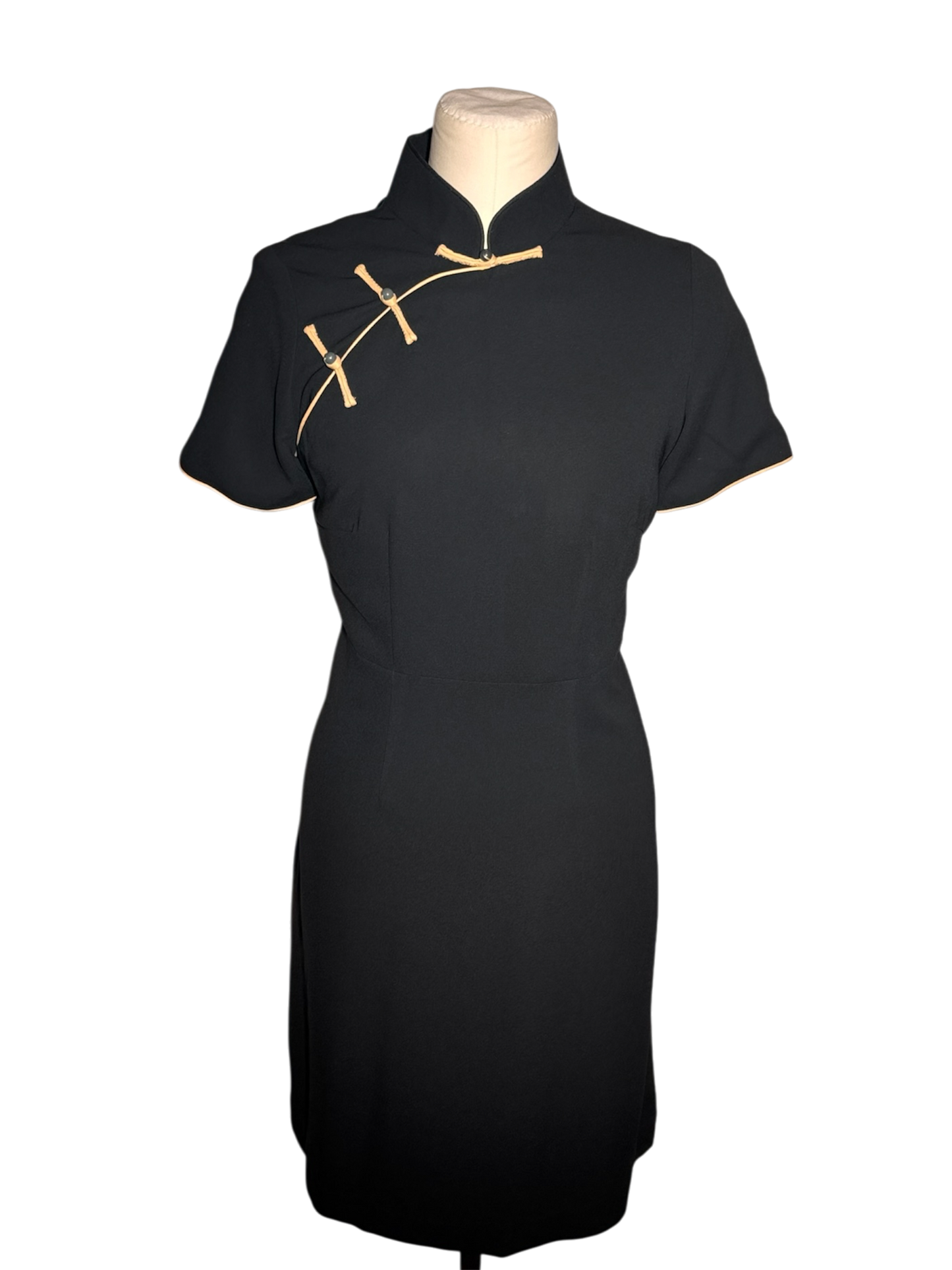 Black Cheongsam with Yellow Huanui