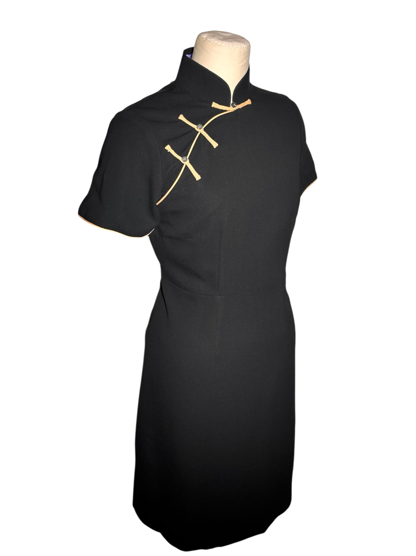 Black Cheongsam with Yellow Huanui