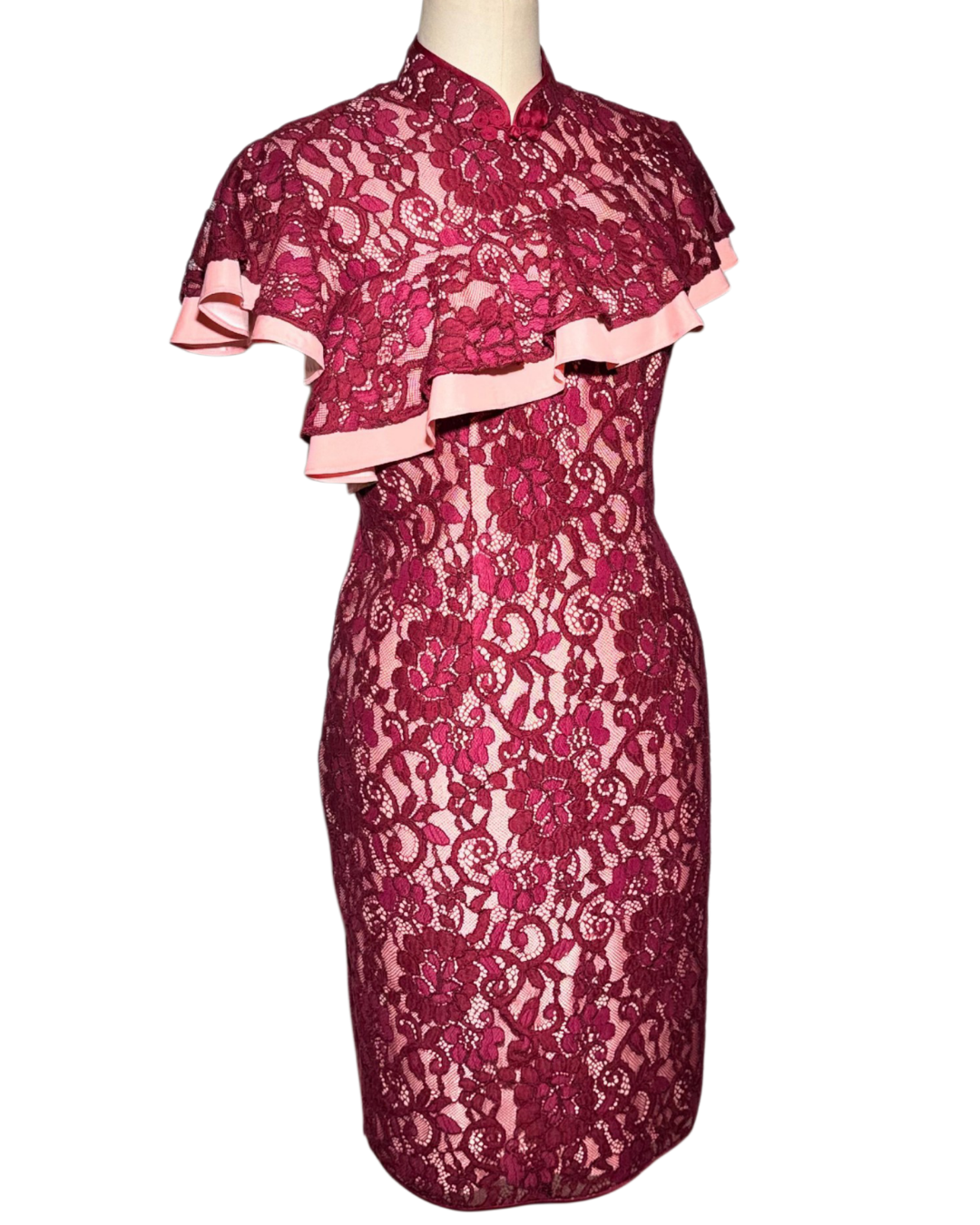 Lace Capelet Sleeve Cheongsam