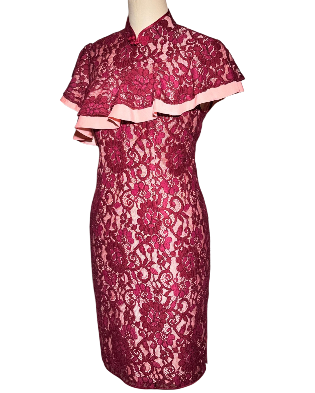 Lace Capelet Sleeve Cheongsam