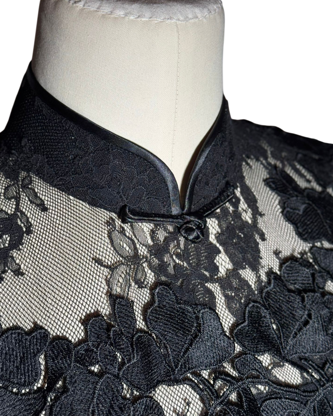 Black Lace Sheer Sparkle Cheongsam