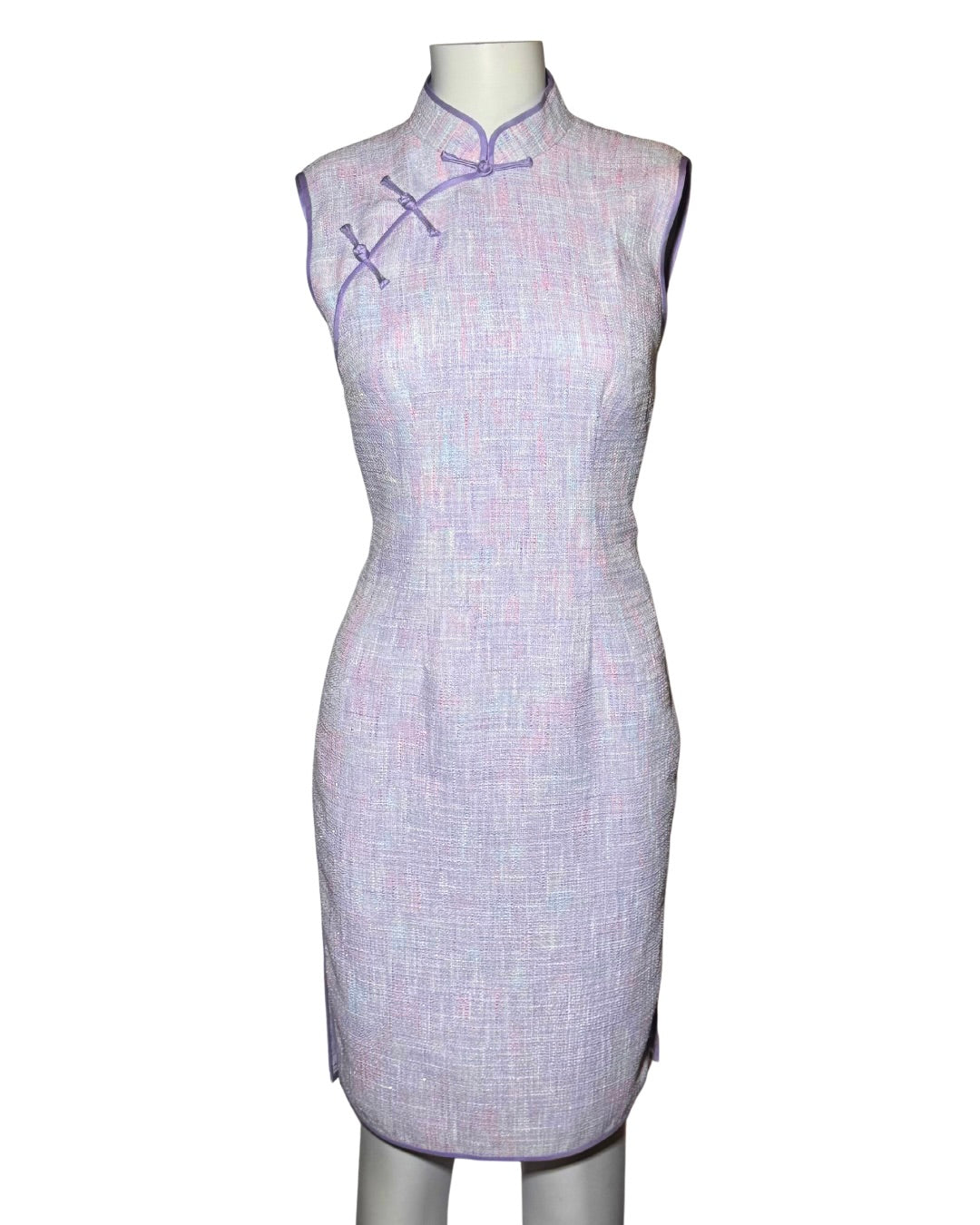 Purple 2-Piece Set Cheongsam Dress with 3D Butterfly
