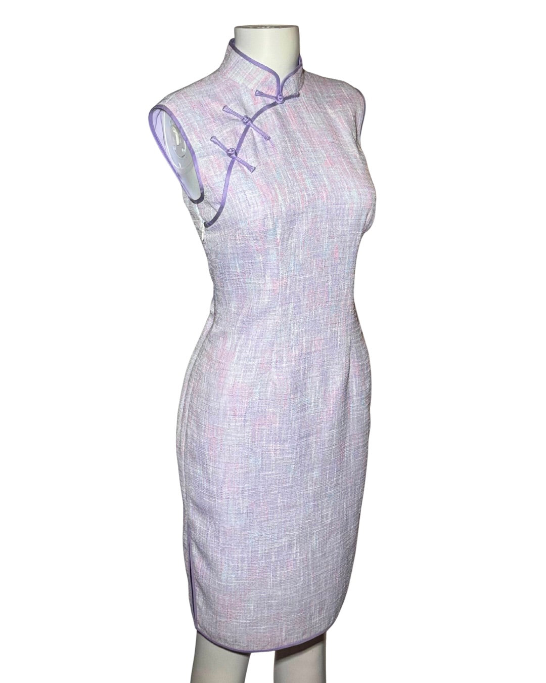 Purple 2-Piece Set Cheongsam Dress with 3D Butterfly