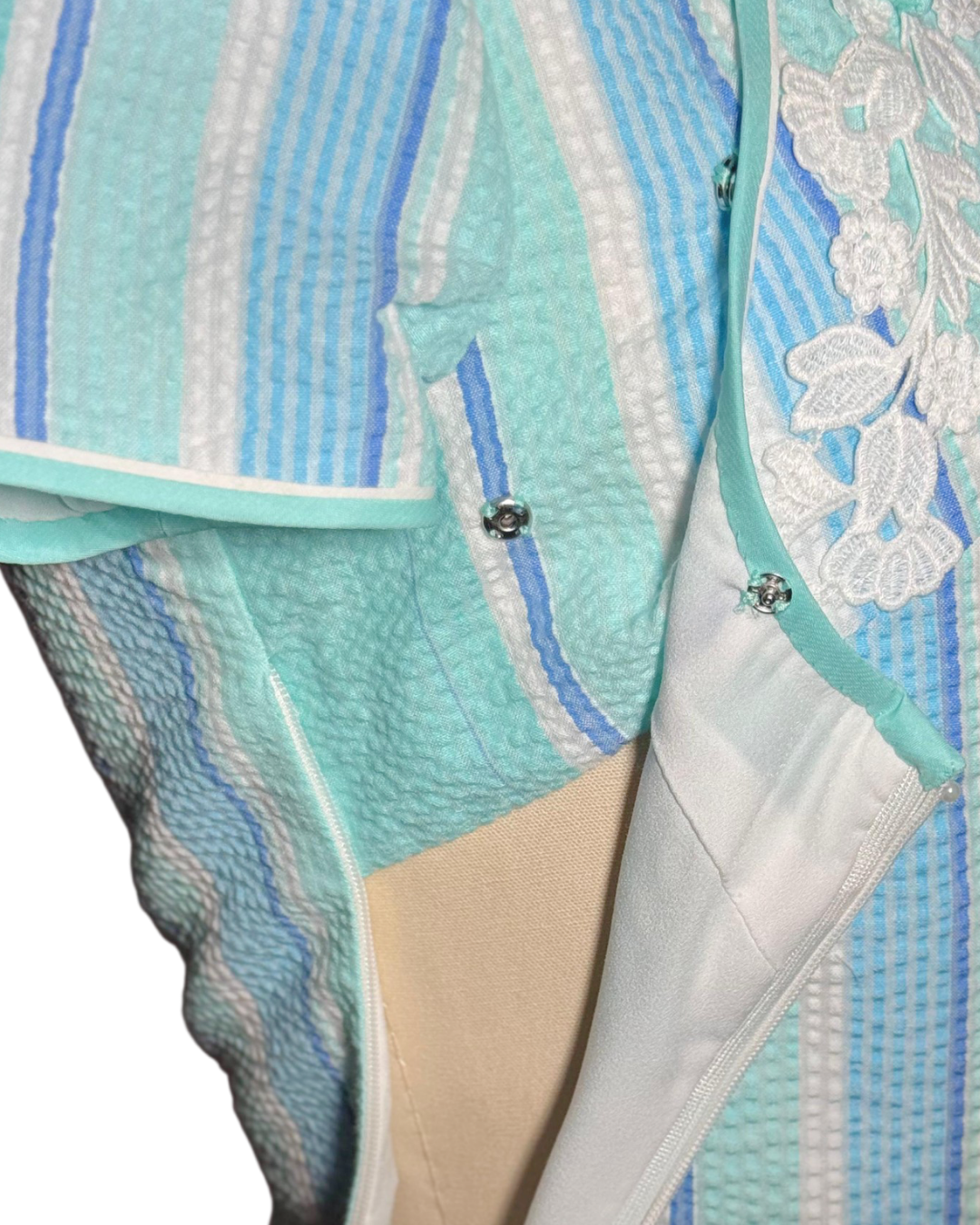 Blue Stripe Lace Cheongsam