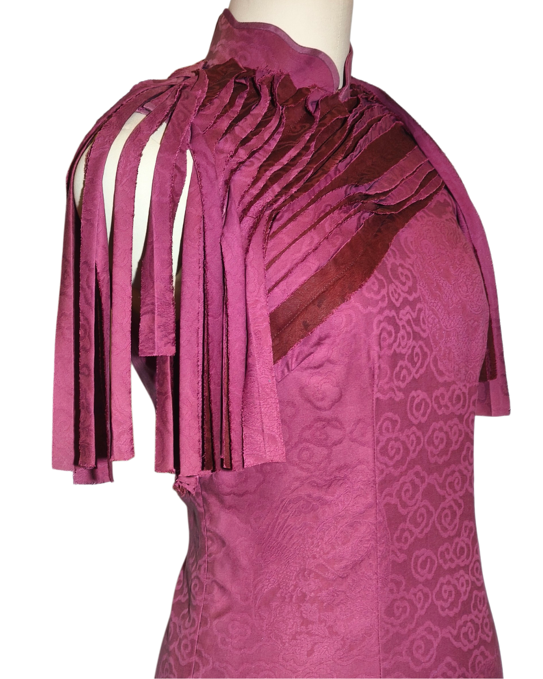Plum Purple Detachable Fringe Cheongsam