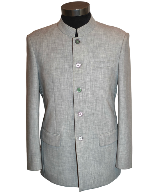 Light Grey Nehru Collar Men's Tang Jacket