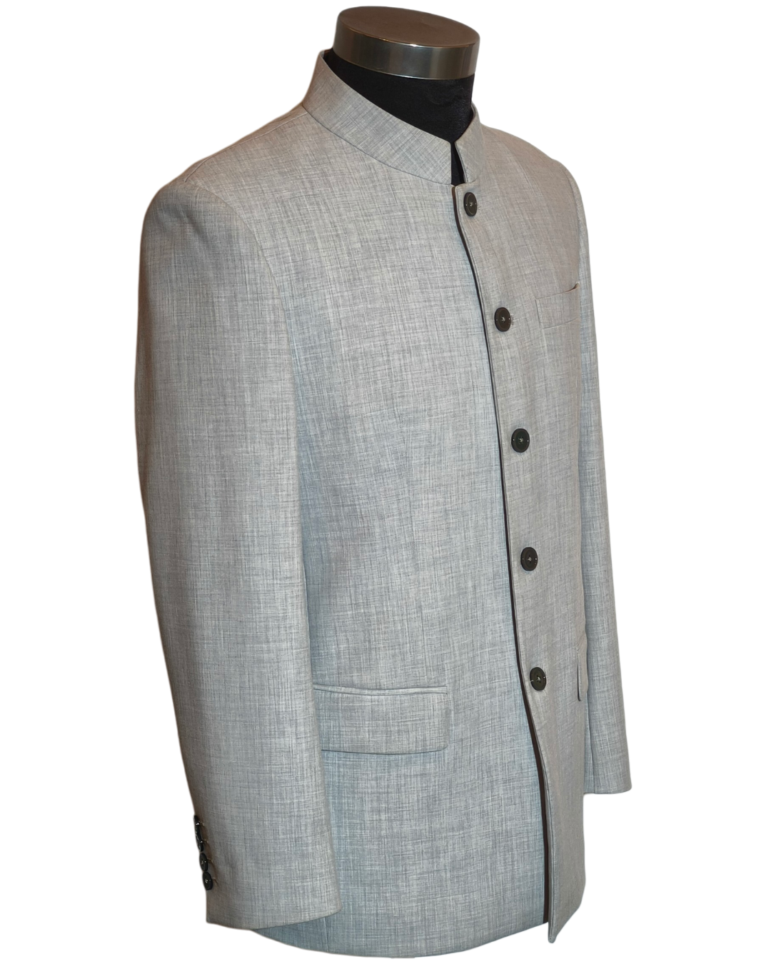 Light Grey Nehru Collar Men's Blazer