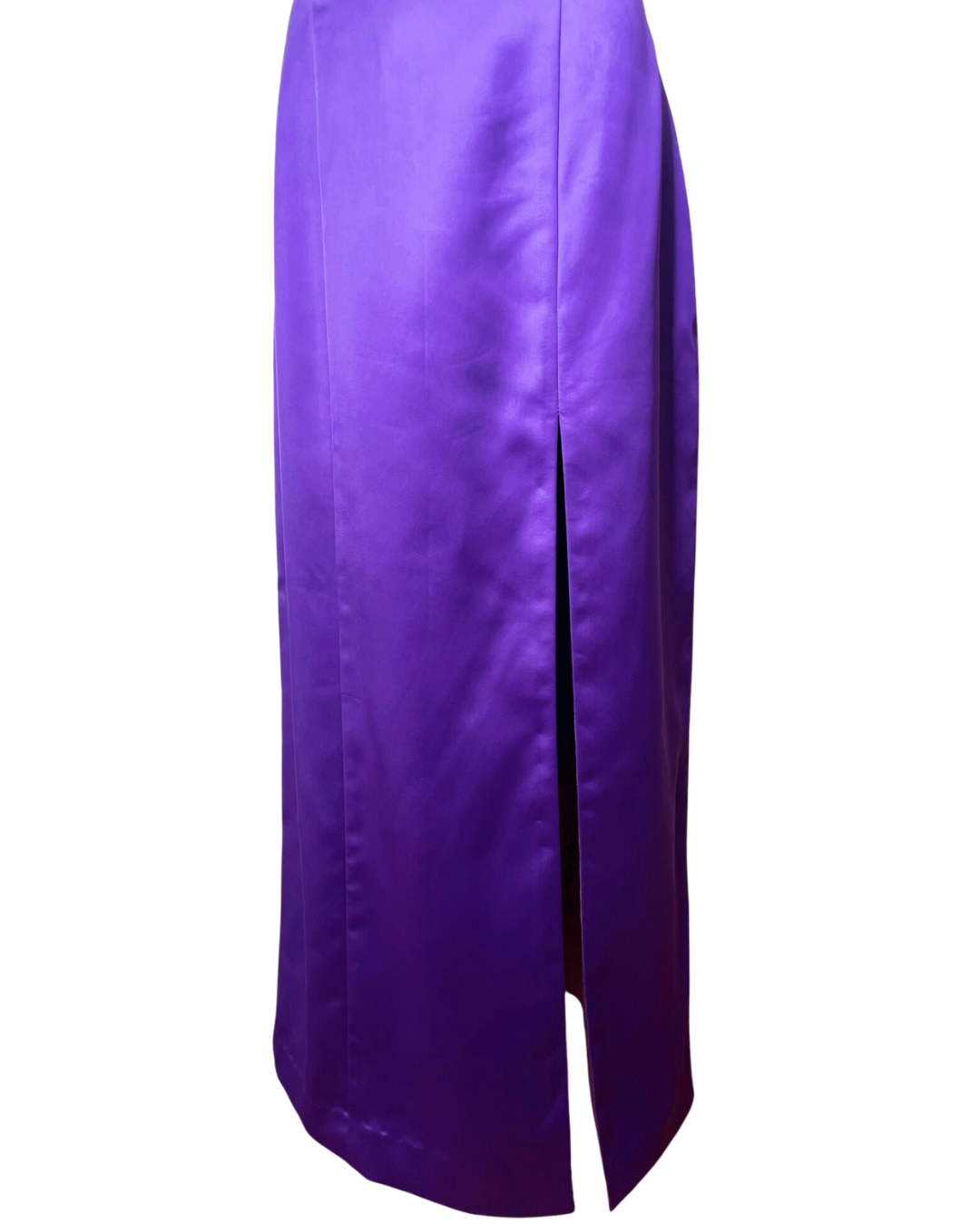 Purple Satin Lace Cap Sleeve Cheongsam