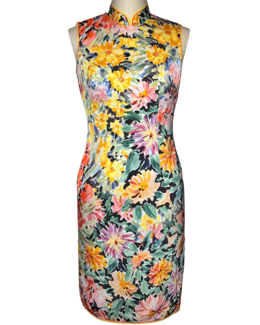 Watercolor Floral Sleeveless Cheongsam