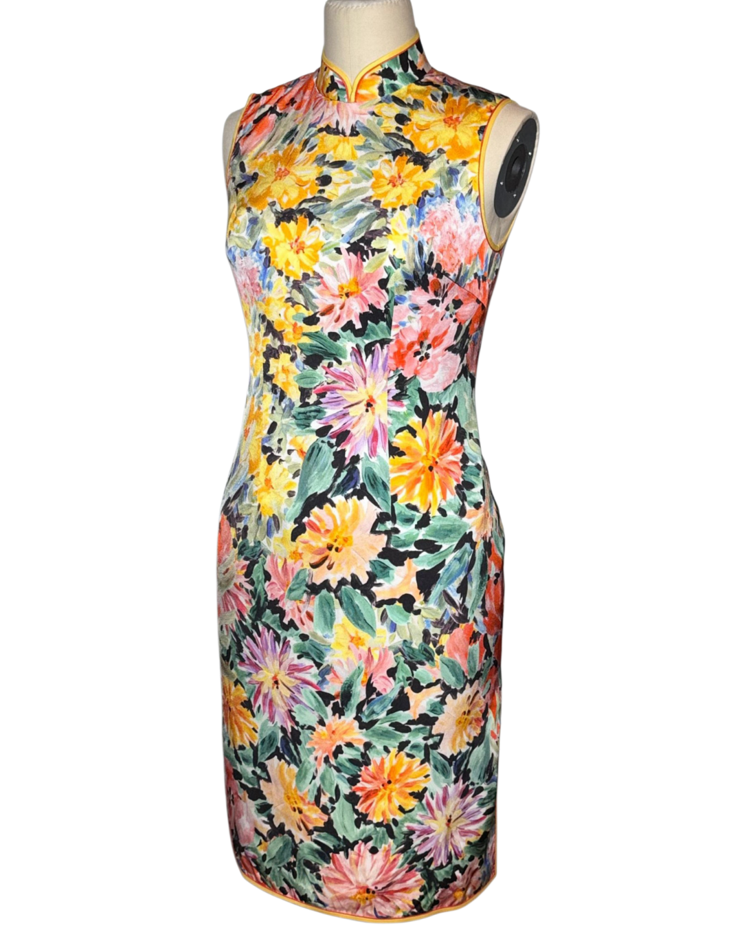 Watercolor Floral Sleeveless Cheongsam
