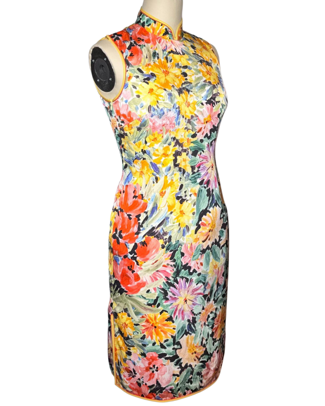 Watercolor Floral Sleeveless Cheongsam