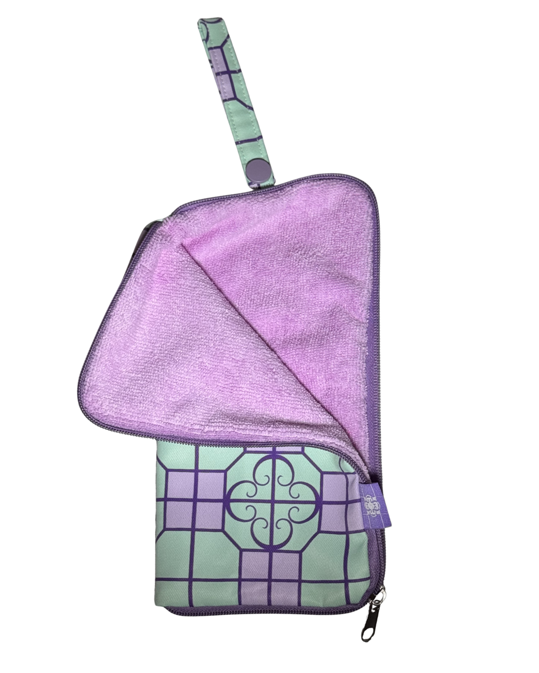 Portable Waterproof Umbrella Bag - Green & Purple Geometric Pattern