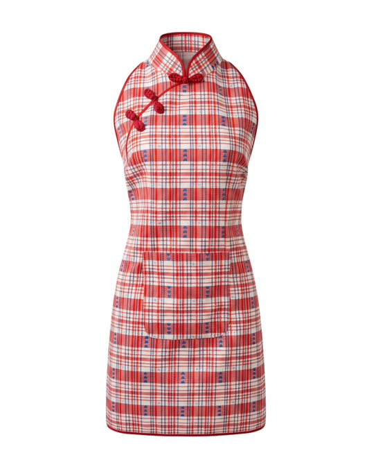 Cheongsam Apron - HK Red-White-Blue Hearts