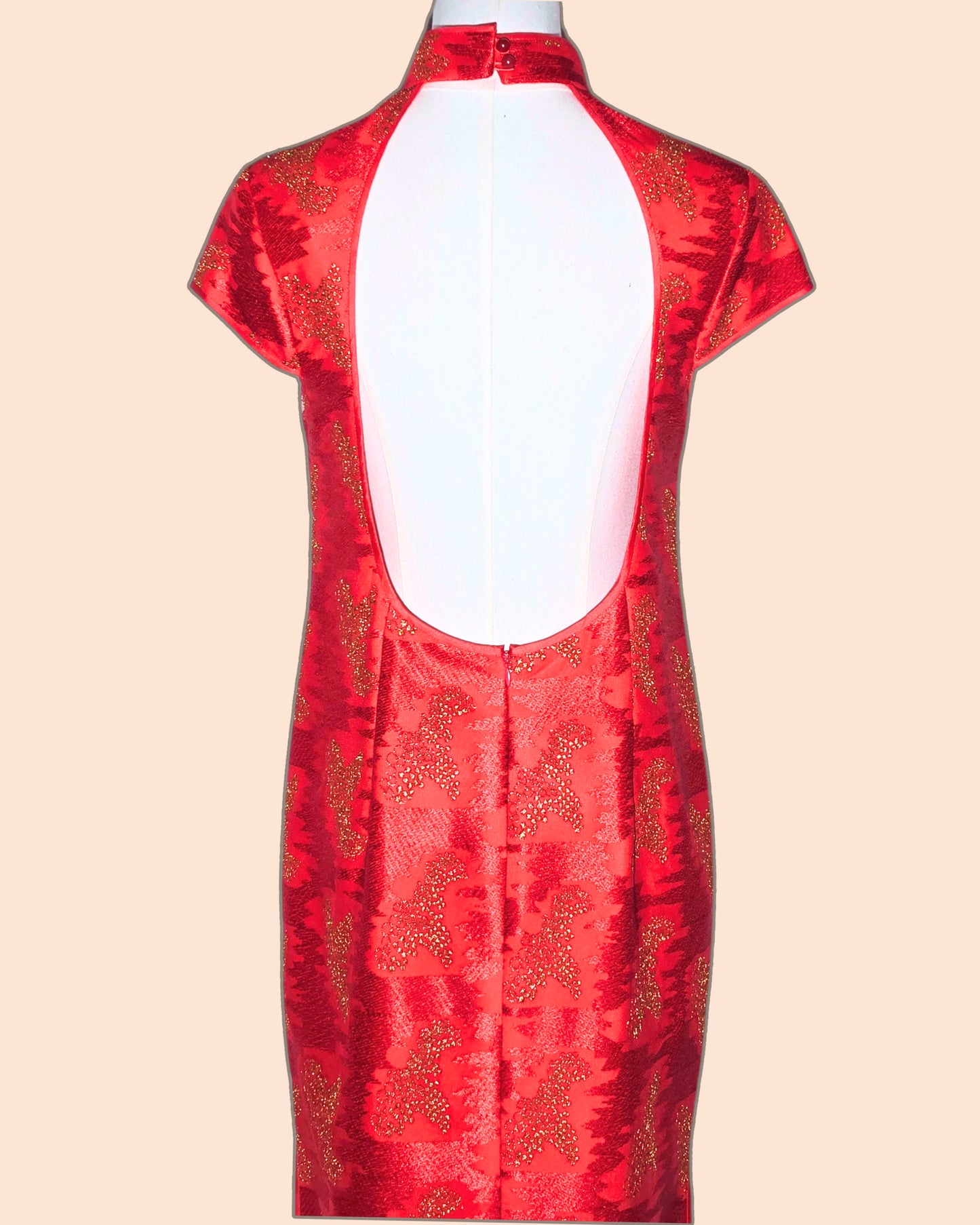 Red Gold Embroidered Cheongsam
